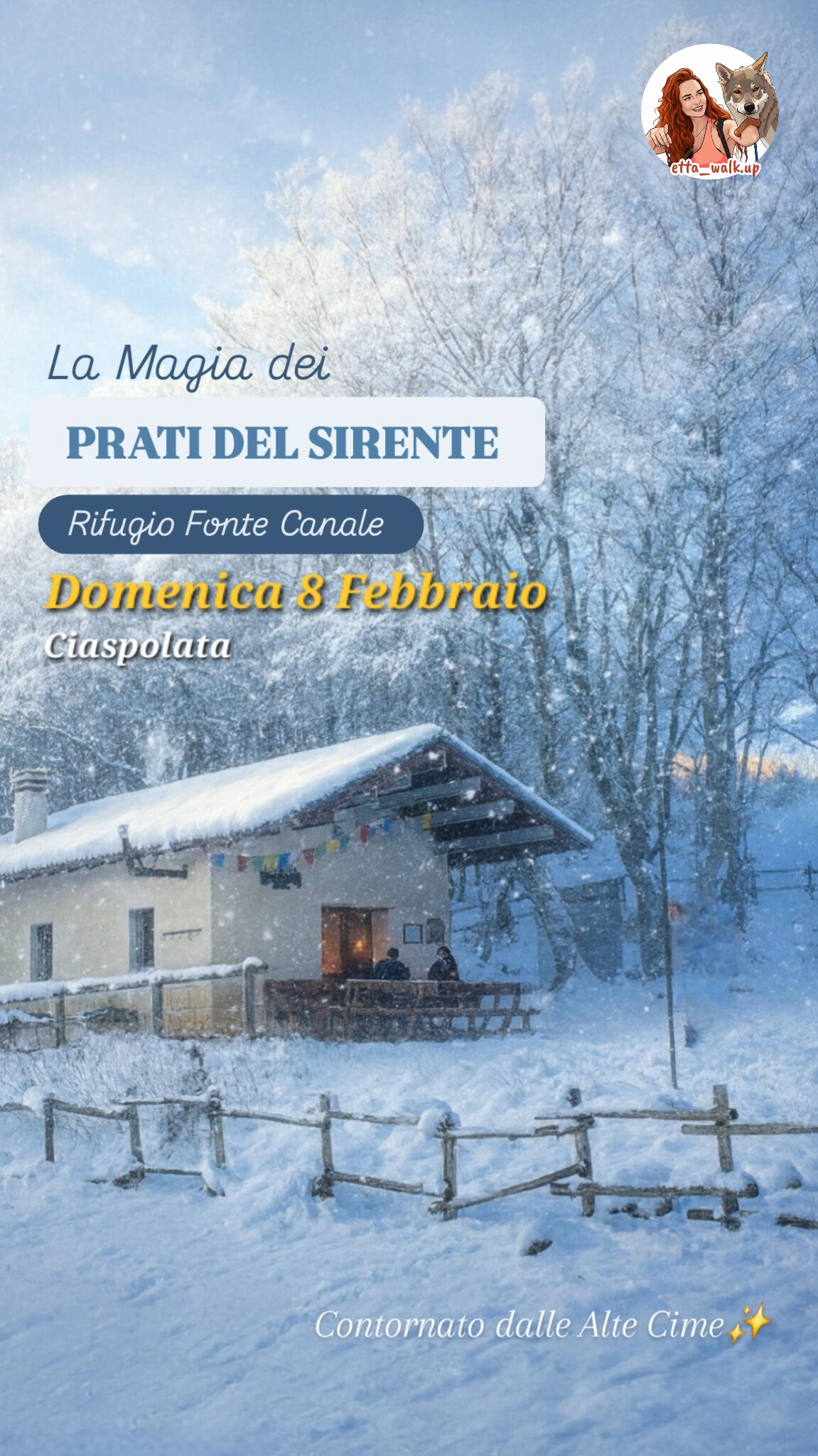 08/02 ❄️Tra la magia dei PRATI DEL SIRENTE - Rifugio Fonte Canale🏠 Negli incantevoli scenari innevati