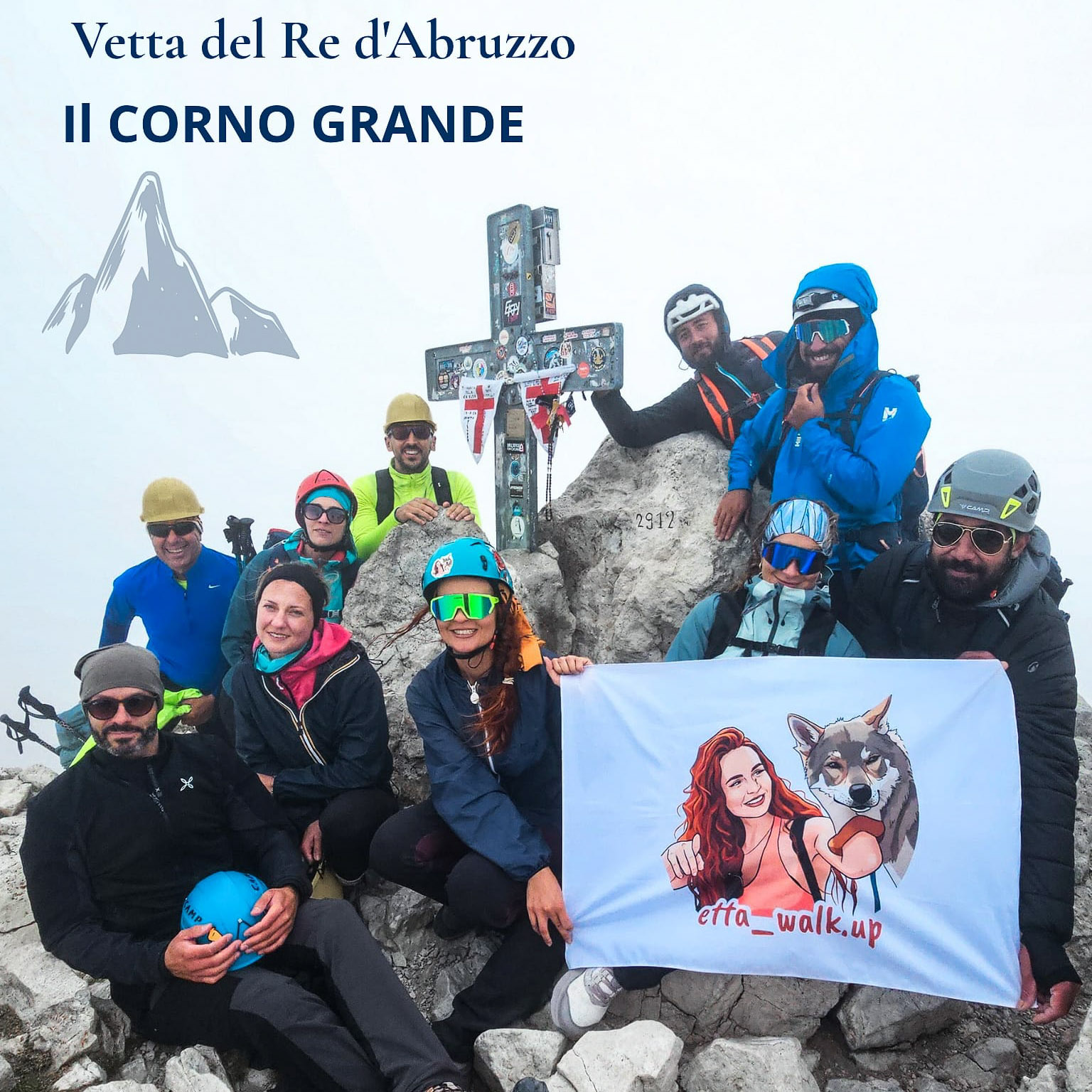 Il gruppo Etta Walk Up sulla vetta del Corno Grande